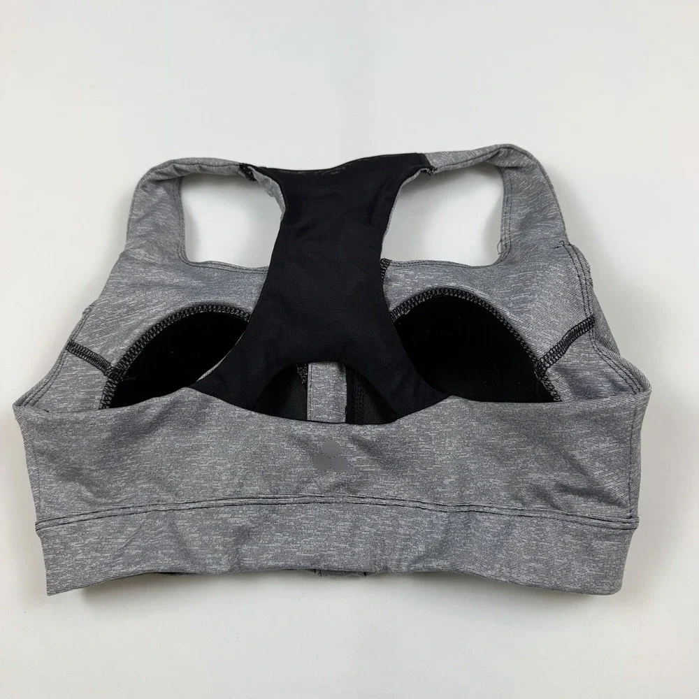 Tek Gear Front Zip High Impact Sports Bra-Grey-Size Small‎